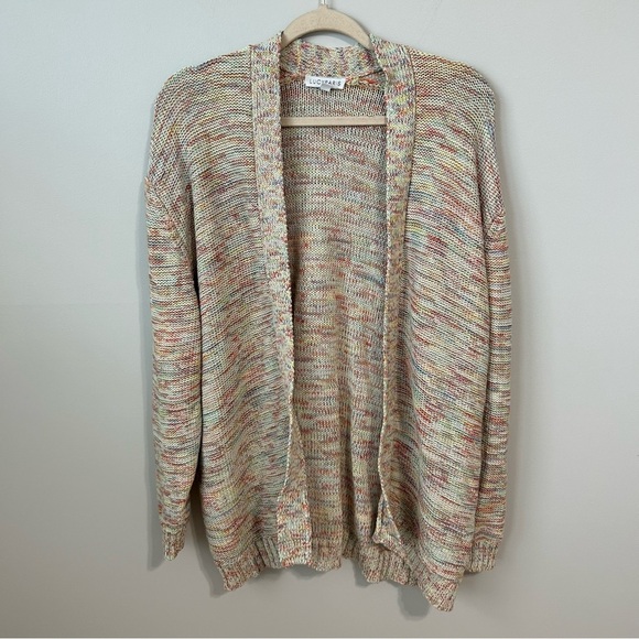 Lucy Paris Cream Multicolor Rainbow Light Knit Cardigan Sweater Size Medium - Picture 3 of 8